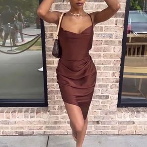 Silk Cowl Neck Slip Dress